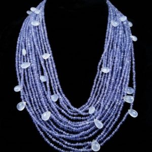 Collana "Waterfall" tanzanite, calcedonio, bakelite